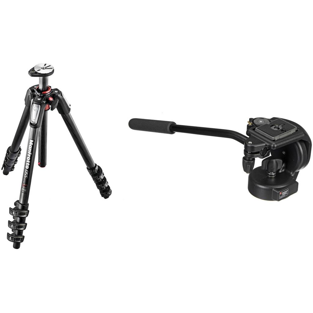Manfrotto 055B, head 128RC, level controller 438